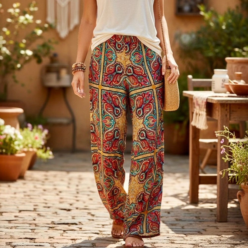 Ivy Jane Multicolor Paisley Wide-Leg Pants